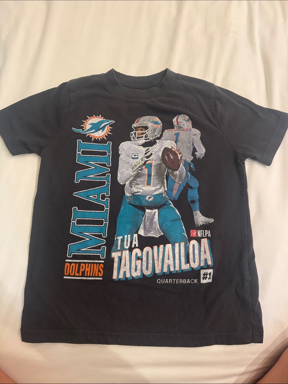 NFL Miami Dolphins Black and Teal Kids T-Shirt